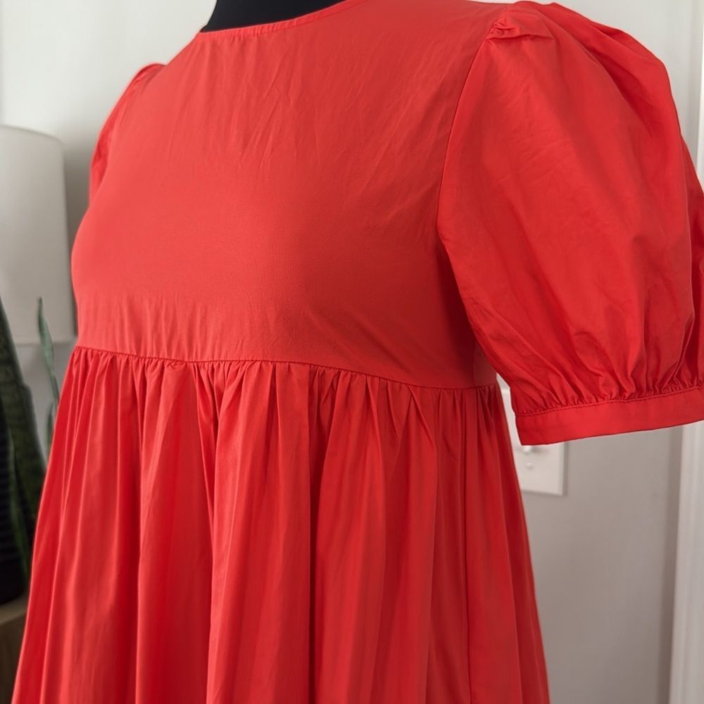 English Factory Women's Red Puff Short Sleeve Babydoll Dress - Picture 3 of 6